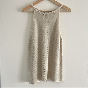 Zara Natural Crochet Knit Woven Shirt